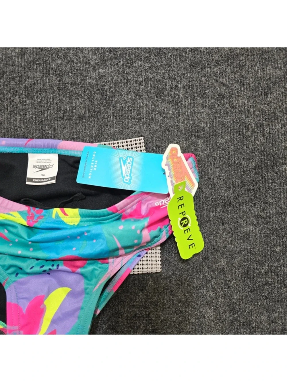 NWT Speedo Vibe Eco Endurance Swim Brief 34 Floating Floral Tropical Neon Mens